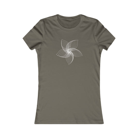 Women's Favorite T-Shirt "Geometric Petal Play" Whimsical 5-Petal Flower White Print