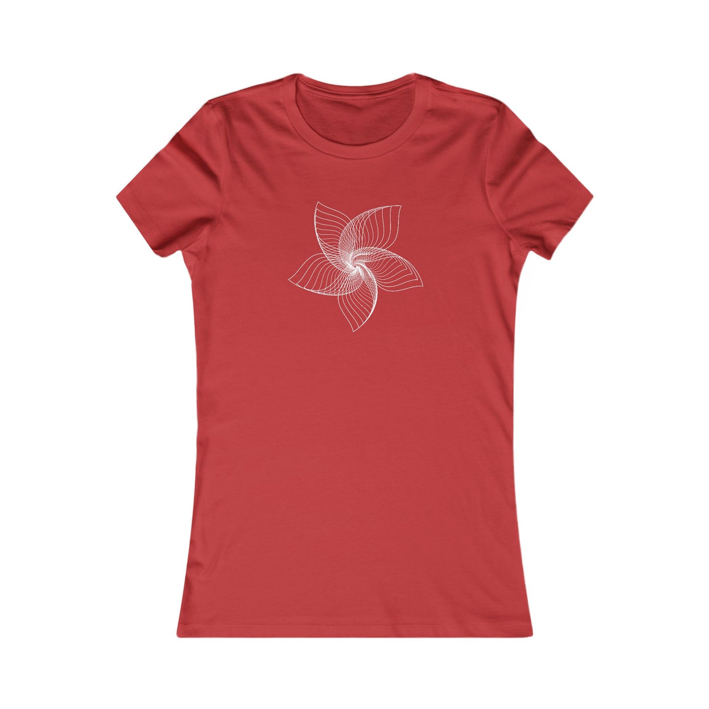 Women's Favorite T-Shirt "Geometric Petal Play" Whimsical 5-Petal Flower White Print