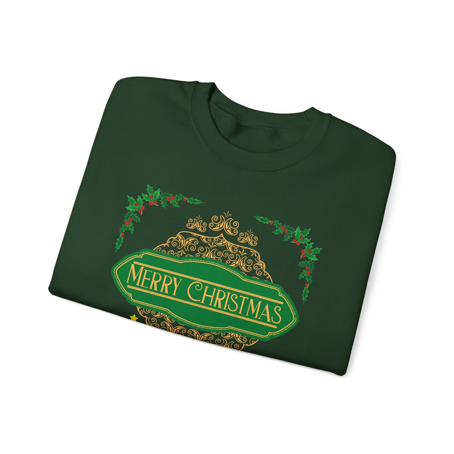 Unisex Heavy Blend Crewneck Sweatshirt Elegant Merry Christmas 🎄☃️✨
