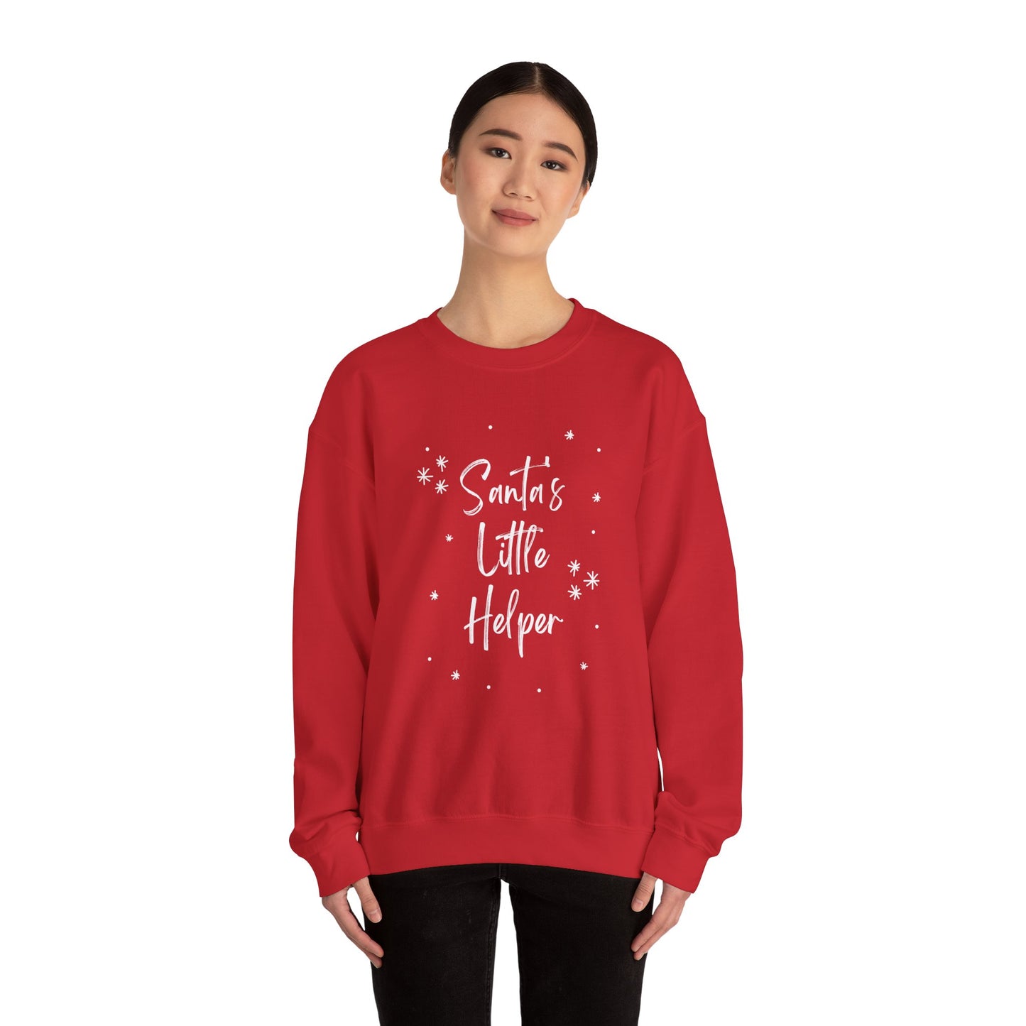 Unisex Heavy Blend Crewneck Sweatshirt Santa's Little Helper with Snowflakes 🎅❄️✨