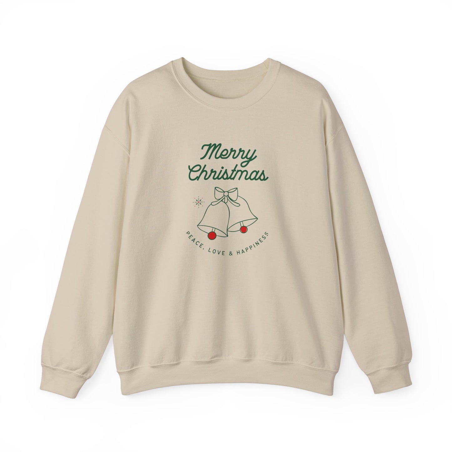 Unisex Heavy Blend Crewneck Sweatshirt Merry Christmas Peace Love & Happiness 🎄🔔✨