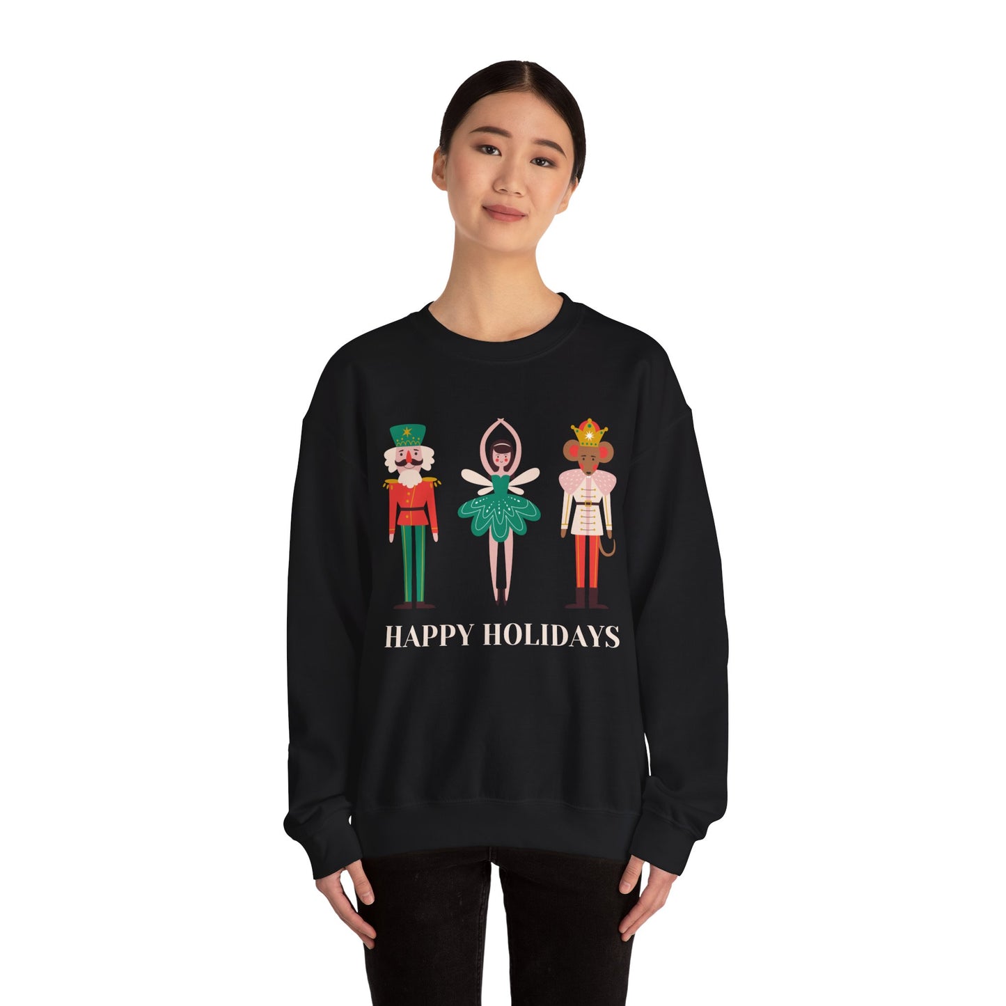 Unisex Heavy Blend Crewneck Sweatshirt Happy Holidays Nutcracker 🎄✨