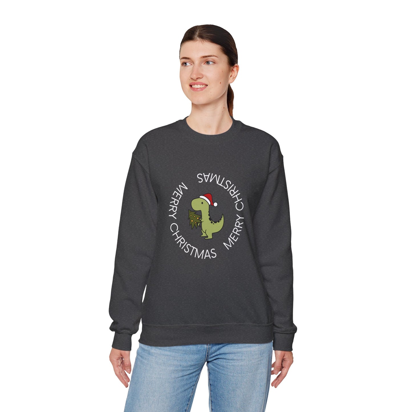 Dino-Merry Christmas 🎄🦖🎅 Unisex Heavy Blend Crewneck Sweatshirt