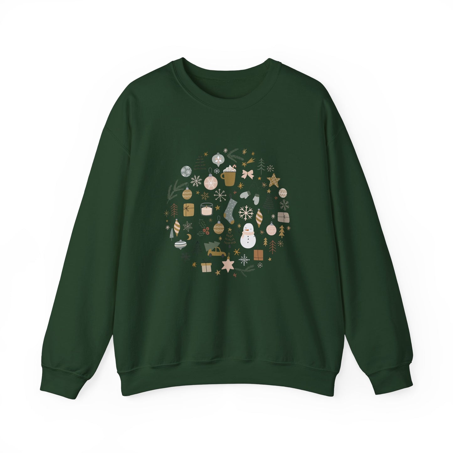 Unisex Heavy Blend Crewneck Sweatshirt Festive Holiday Round Collage 🎄☃️❄️