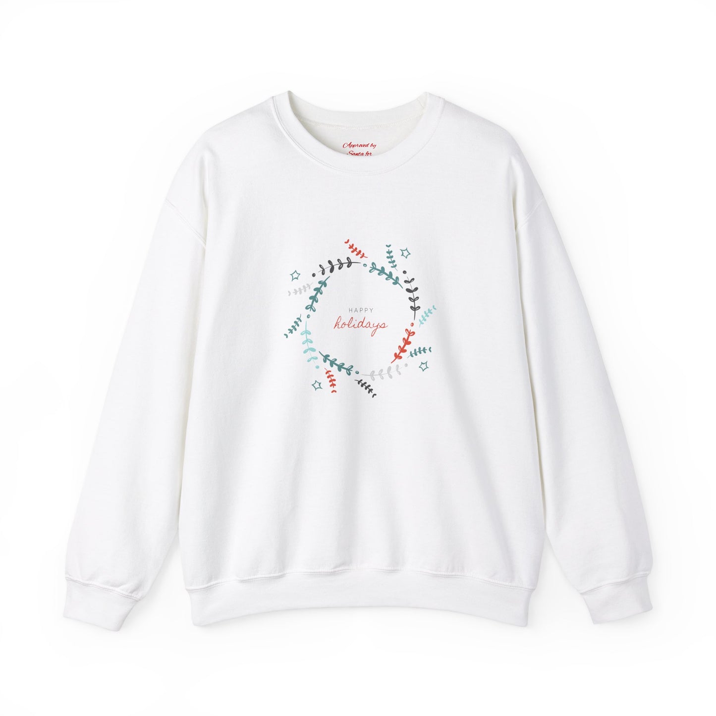 Unisex Heavy Blend Crewneck Sweatshirt Happy Holidays Floral Swirl 🌸✨
