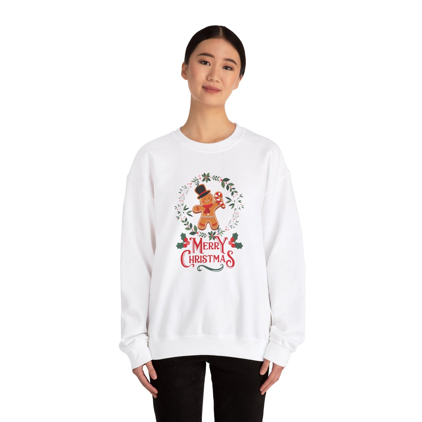 Unisex Heavy Blend Crewneck Sweatshirt Merry Christmas Gingerbread Man 🎄🍬✨