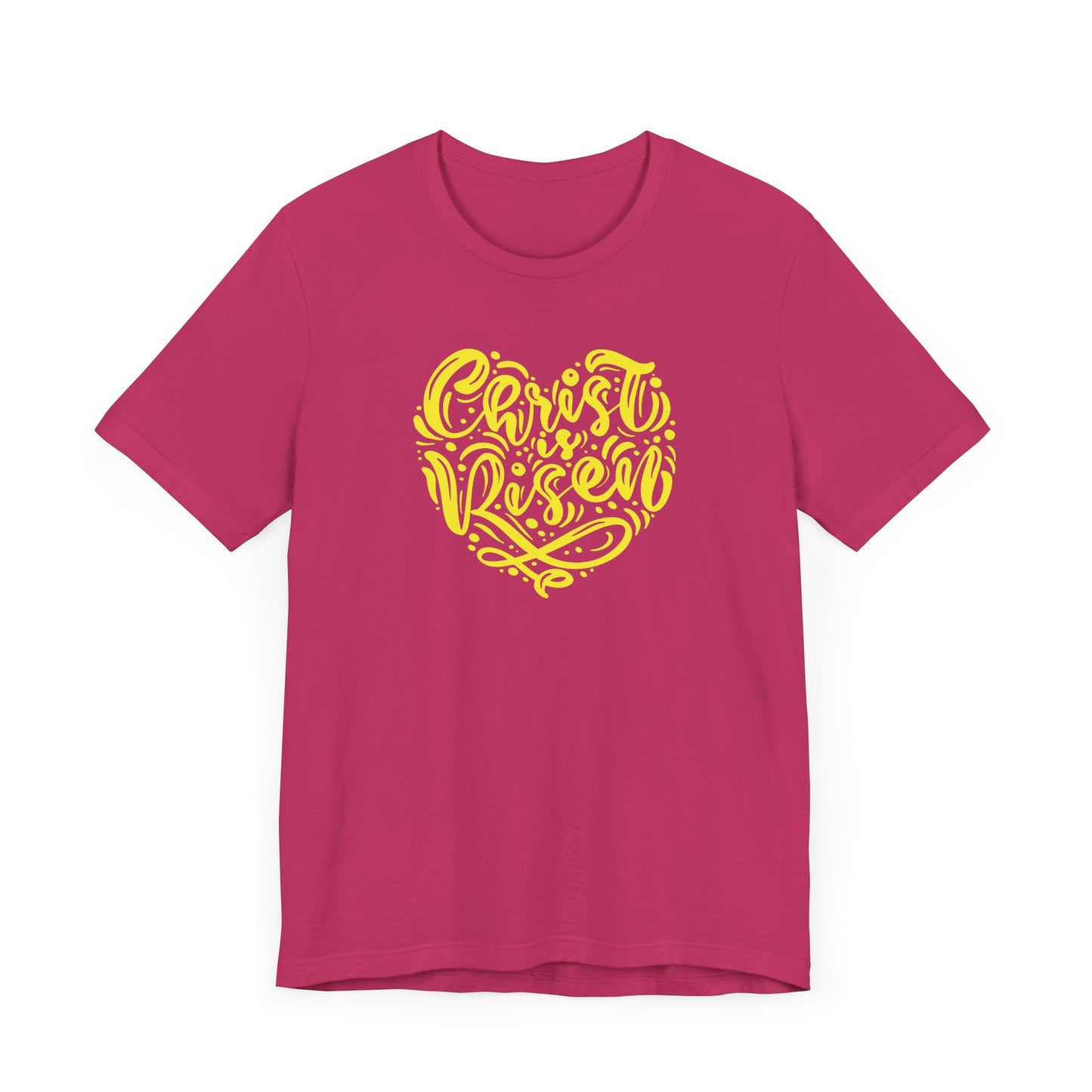 Christ is Risen Heart Shaped Yellow Print Unisex Jersey Short Sleeve Tee