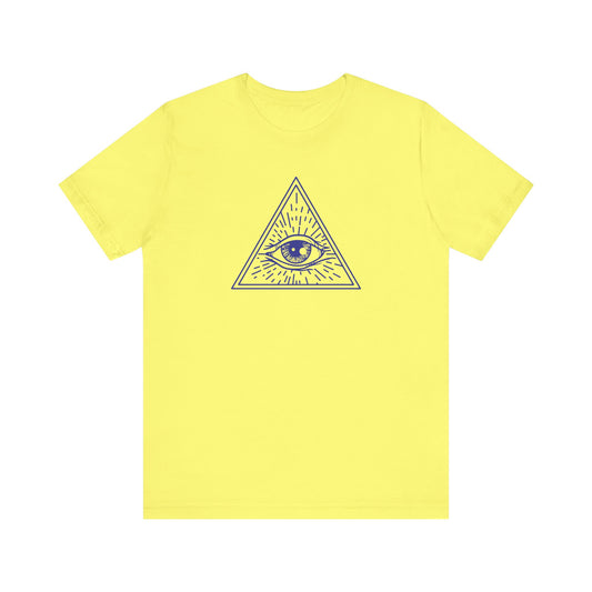 Unisex Jersey Short Sleeve Tee "Eye of Providence" All Seeing Eye Navy Print