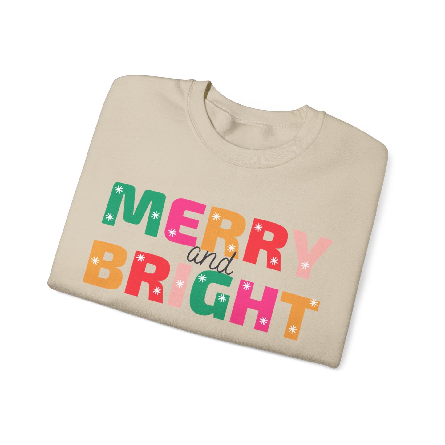 Unisex Heavy Blend Crewneck Sweatshirt Colorful Merry and Bright 🎄✨🌈