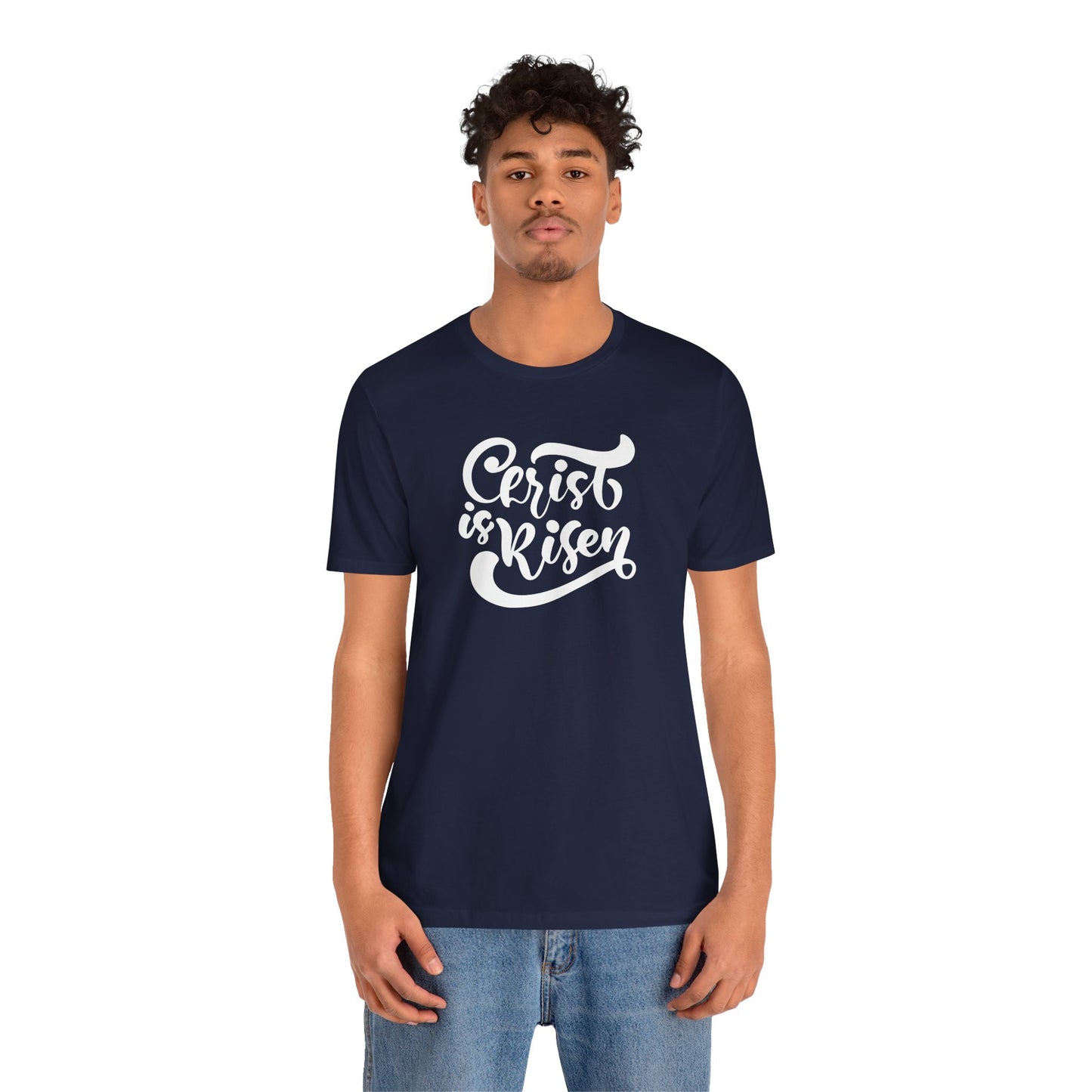 Christ is Risen White Print Unisex Jersey Short Sleeve Tee