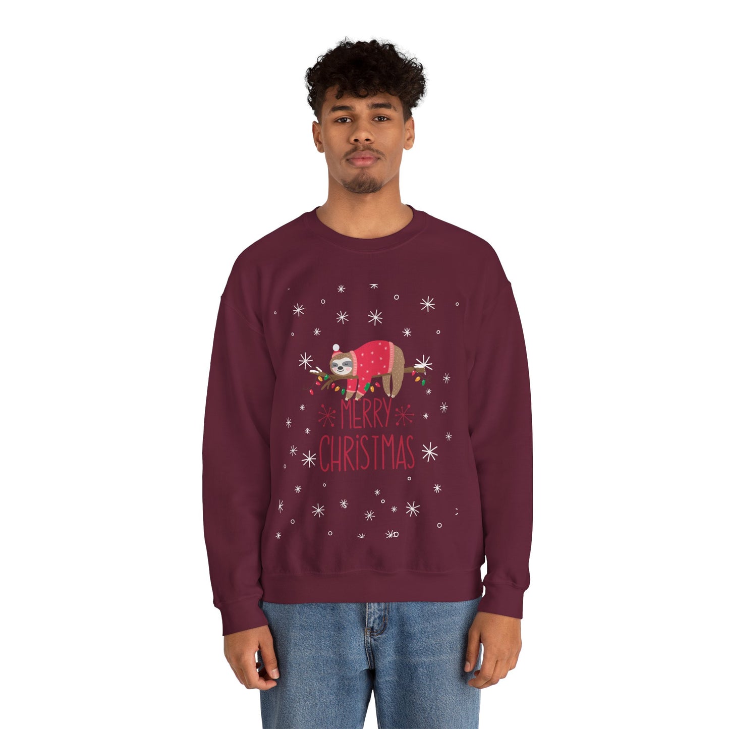 Merry Christmas Sloth 🎄🦥✨ Unisex Heavy Blend Crewneck Sweatshirt