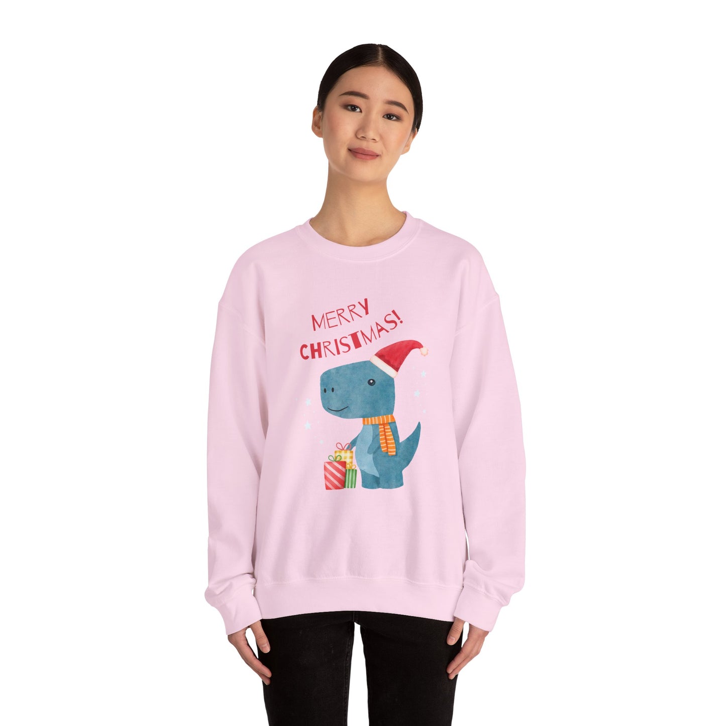 Unisex Heavy Blend Crewneck Sweatshirt Merry Christmas Dino 🎄🦖🎁