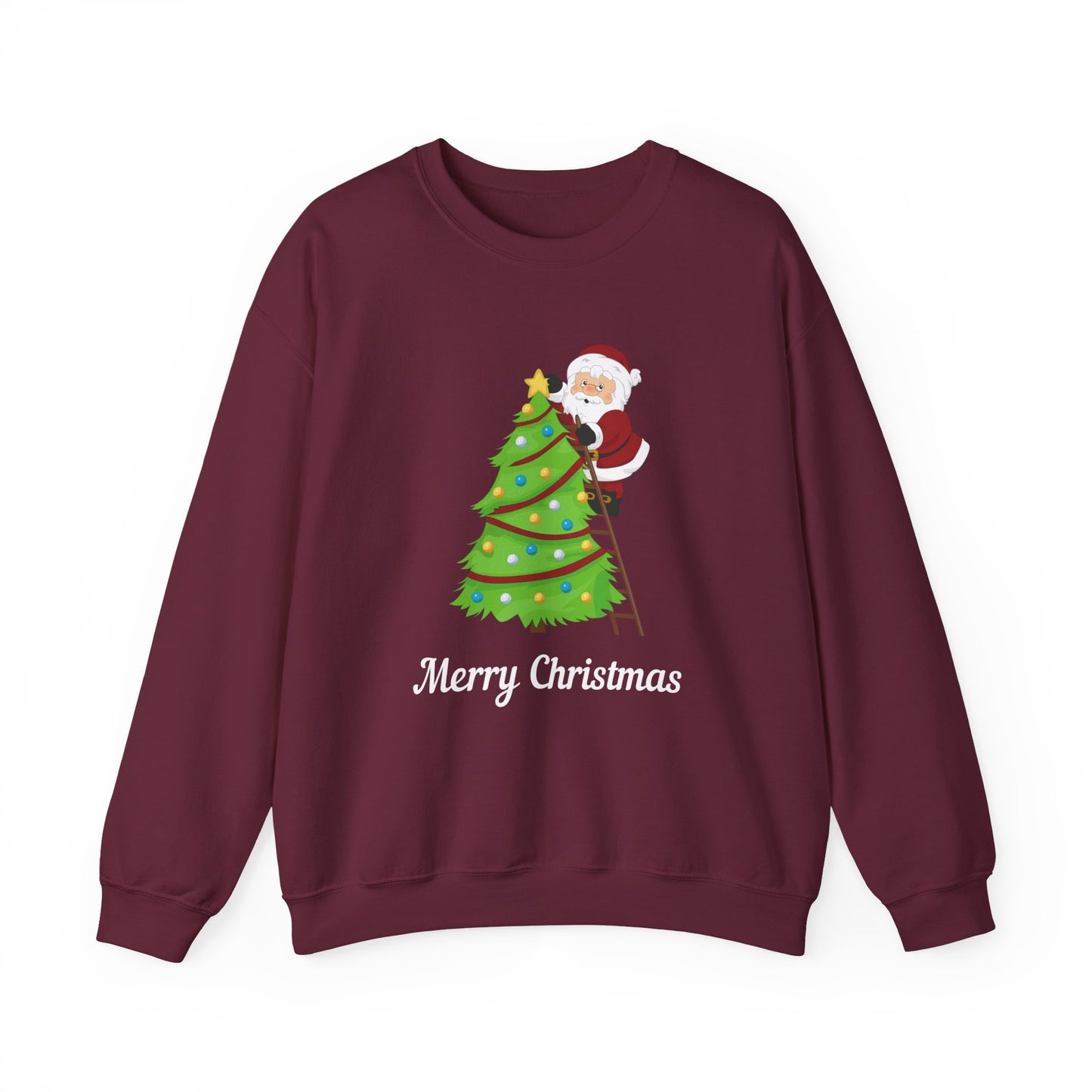 Unisex Heavy Blend Crewneck Sweatshirt Santa Climbing Ladder Merry Christmas 🎅🎄✨