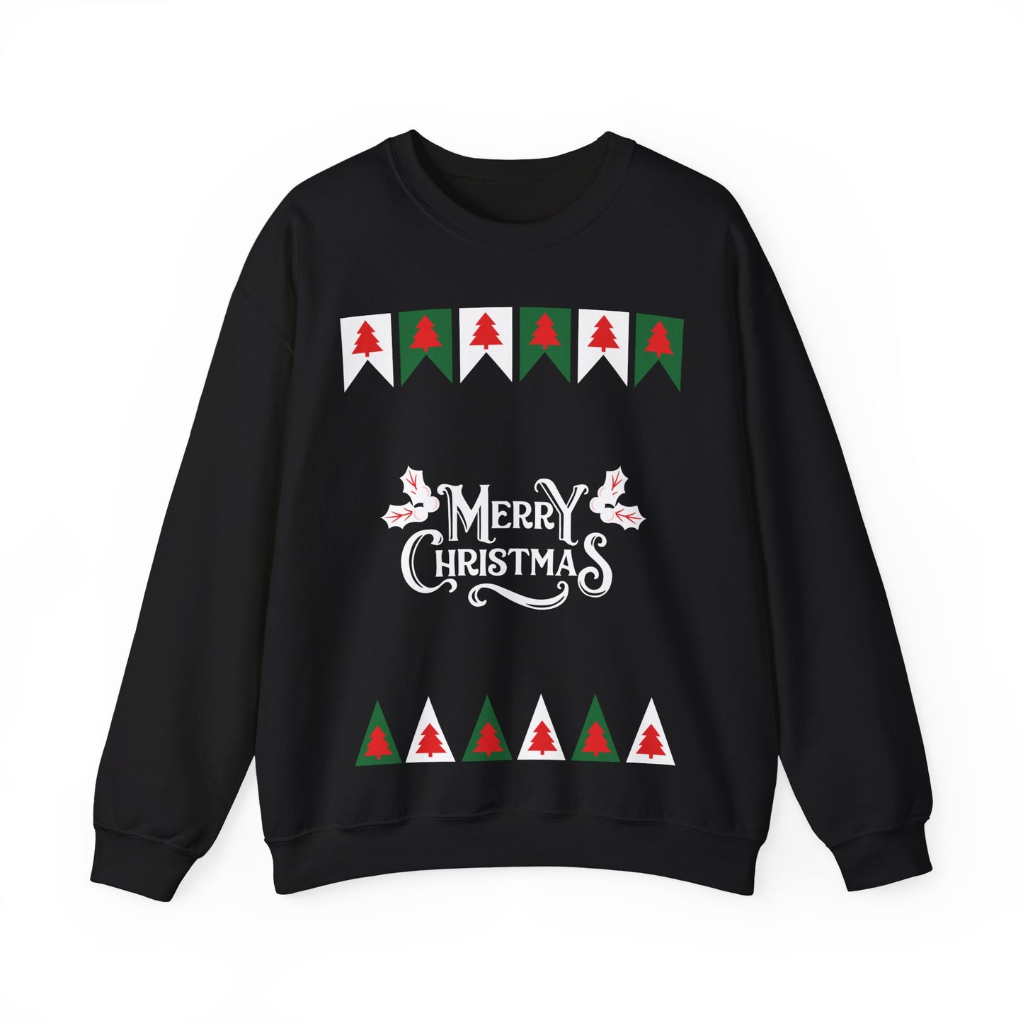 Unisex Heavy Blend Crewneck Sweatshirt Merry Christmas with Tree Border 🎄✨