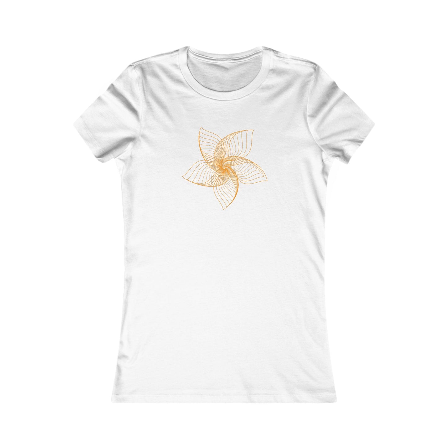 Women's Favorite T-Shirt "Geometric Petal Play" Whimsical 5-Petal Flower Orange Print