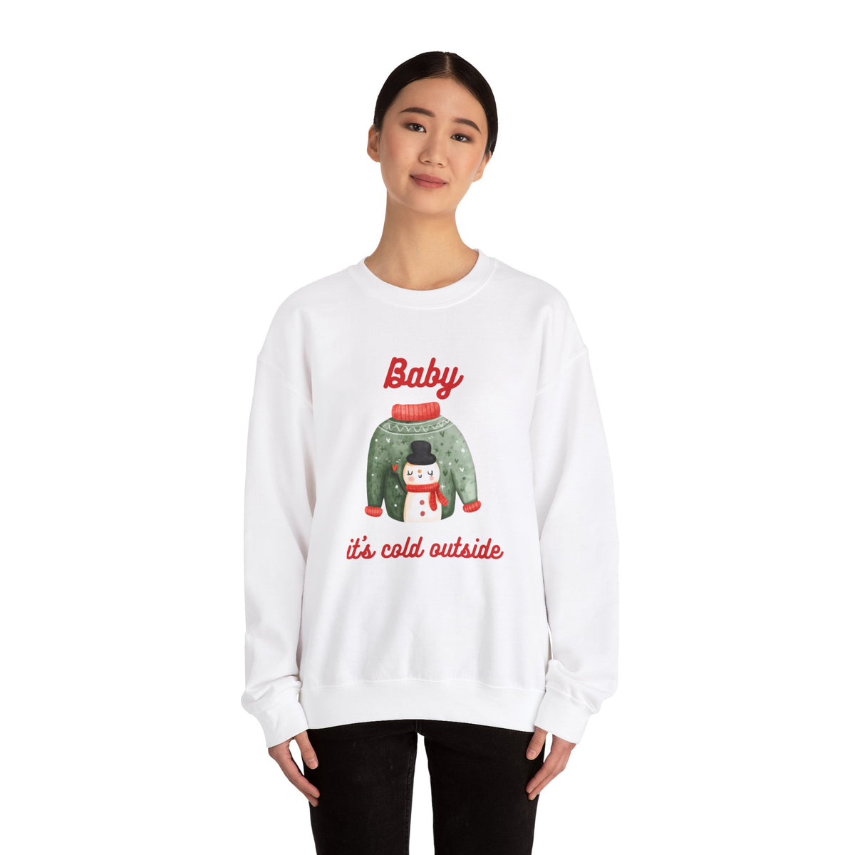 Unisex Heavy Blend Crewneck Sweatshirt Baby It's Cold Outside Snowman 🎄❄️❤️