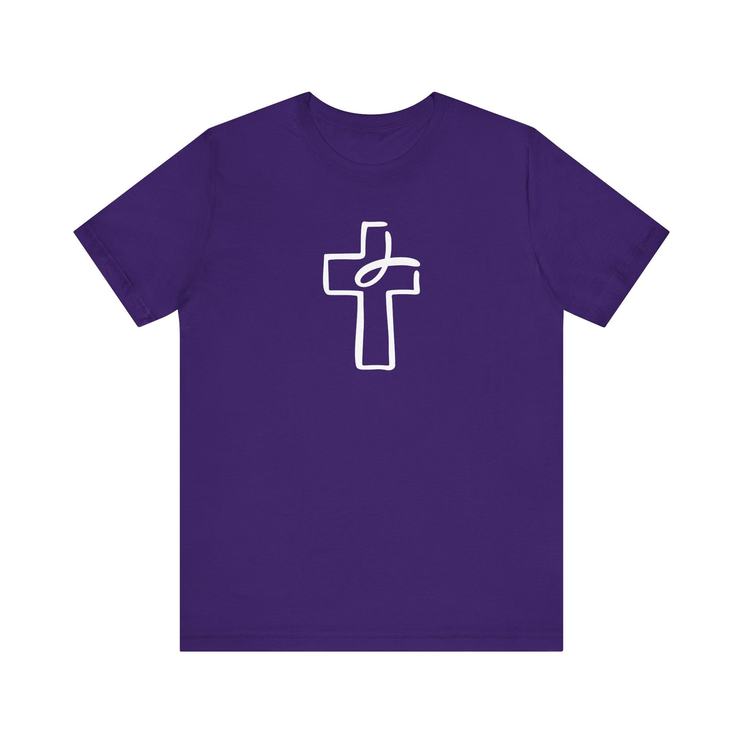 Crucifix Ichthys "Jesus Fish" White Print Unisex Jersey Short Sleeve Tee