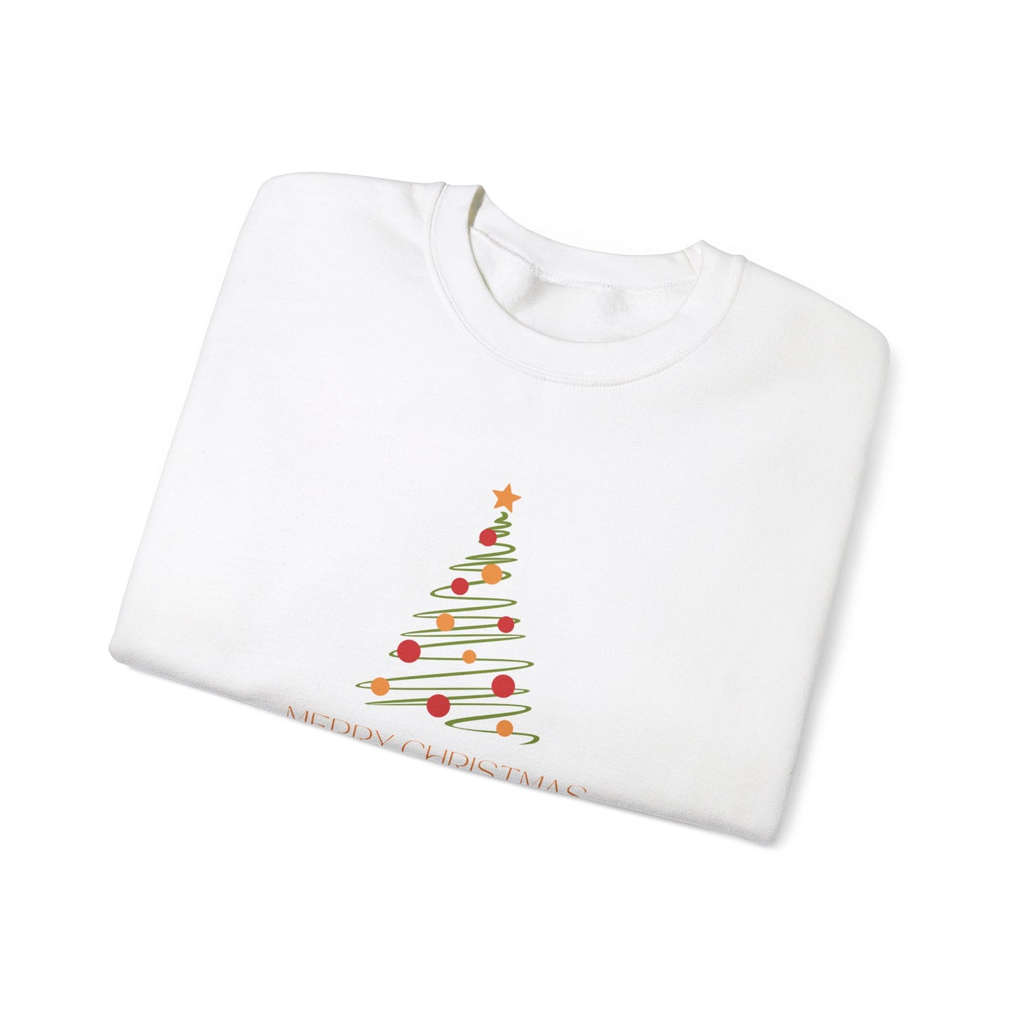 Unisex Heavy Blend Crewneck Sweatshirt Merry Christmas with Stylized Tree 🎄✨