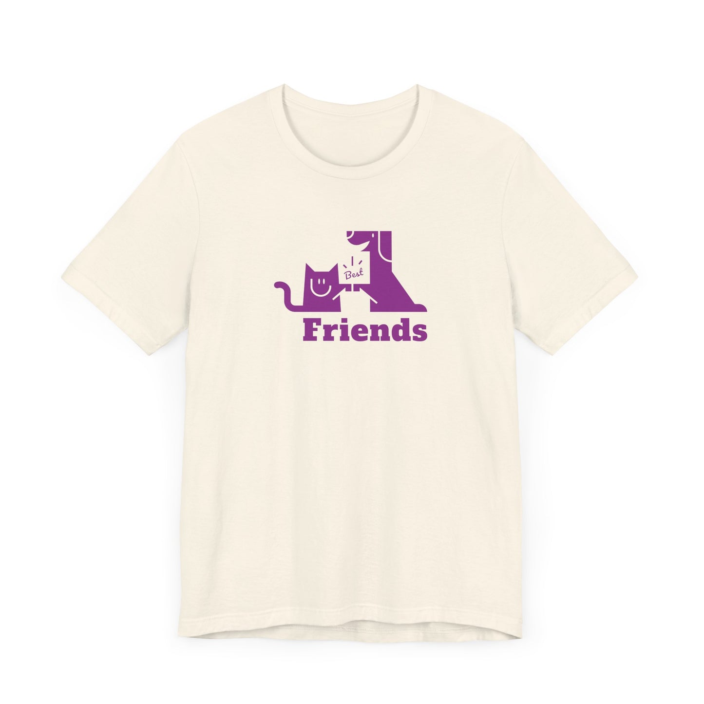 Unisex Jersey Short Sleeve Tee Cat & Dog Hi-5 Each Other Best Friends Purple Print