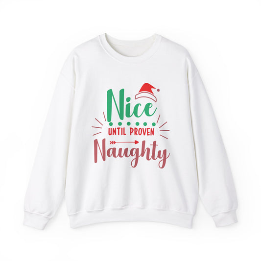 Unisex Heavy Blend Crewneck Sweatshirt Nice Until Proven Naughty 🎄😈✨