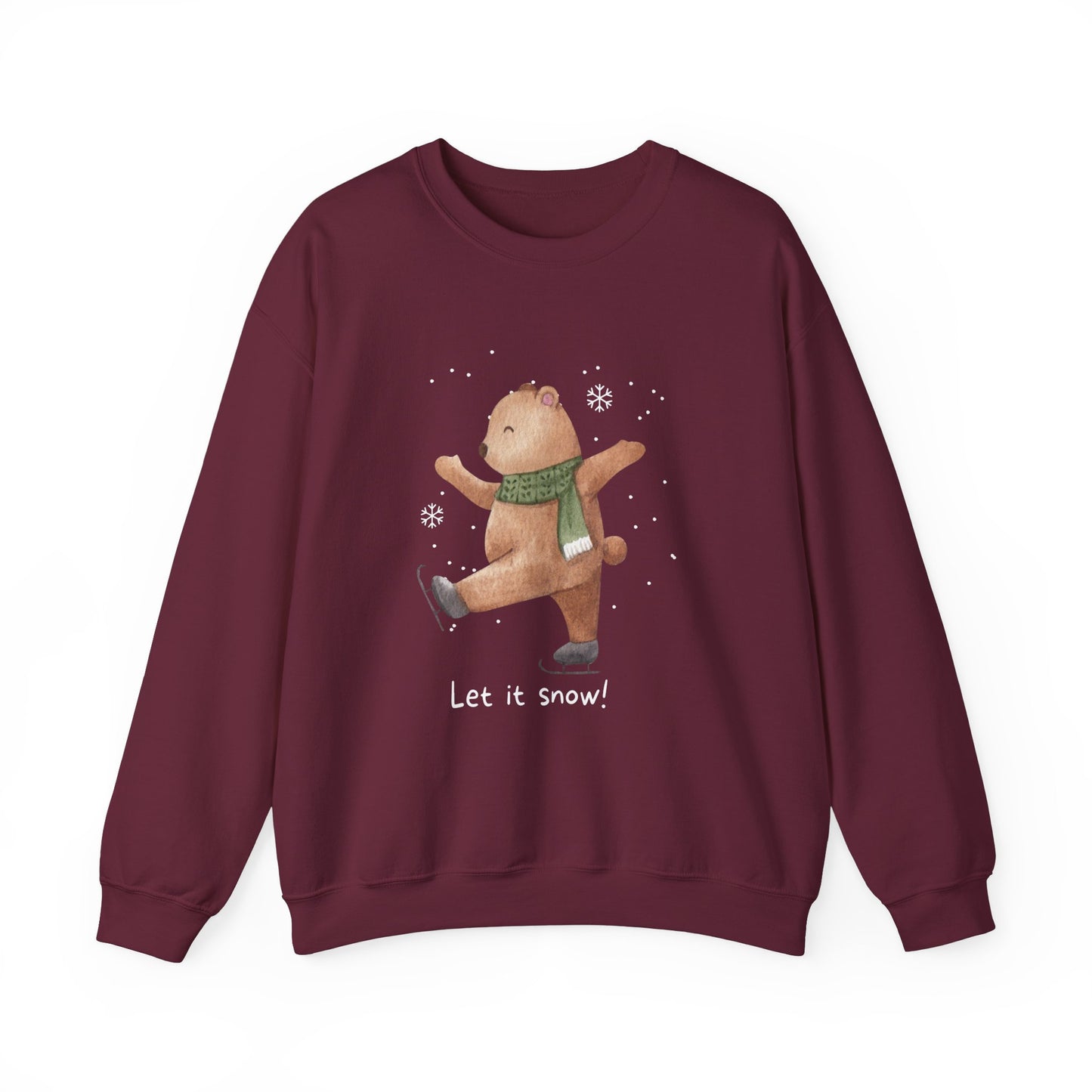 Unisex Heavy Blend Crewneck Sweatshirt Let It Snow Teddy Bear Ice Skating ❄️🐻