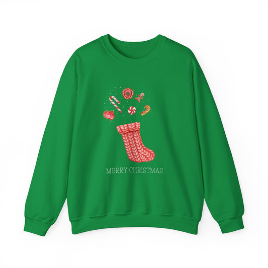 Unisex Heavy Blend Crewneck Sweatshirt Cozy Christmas Sock 🎄🧦🍩