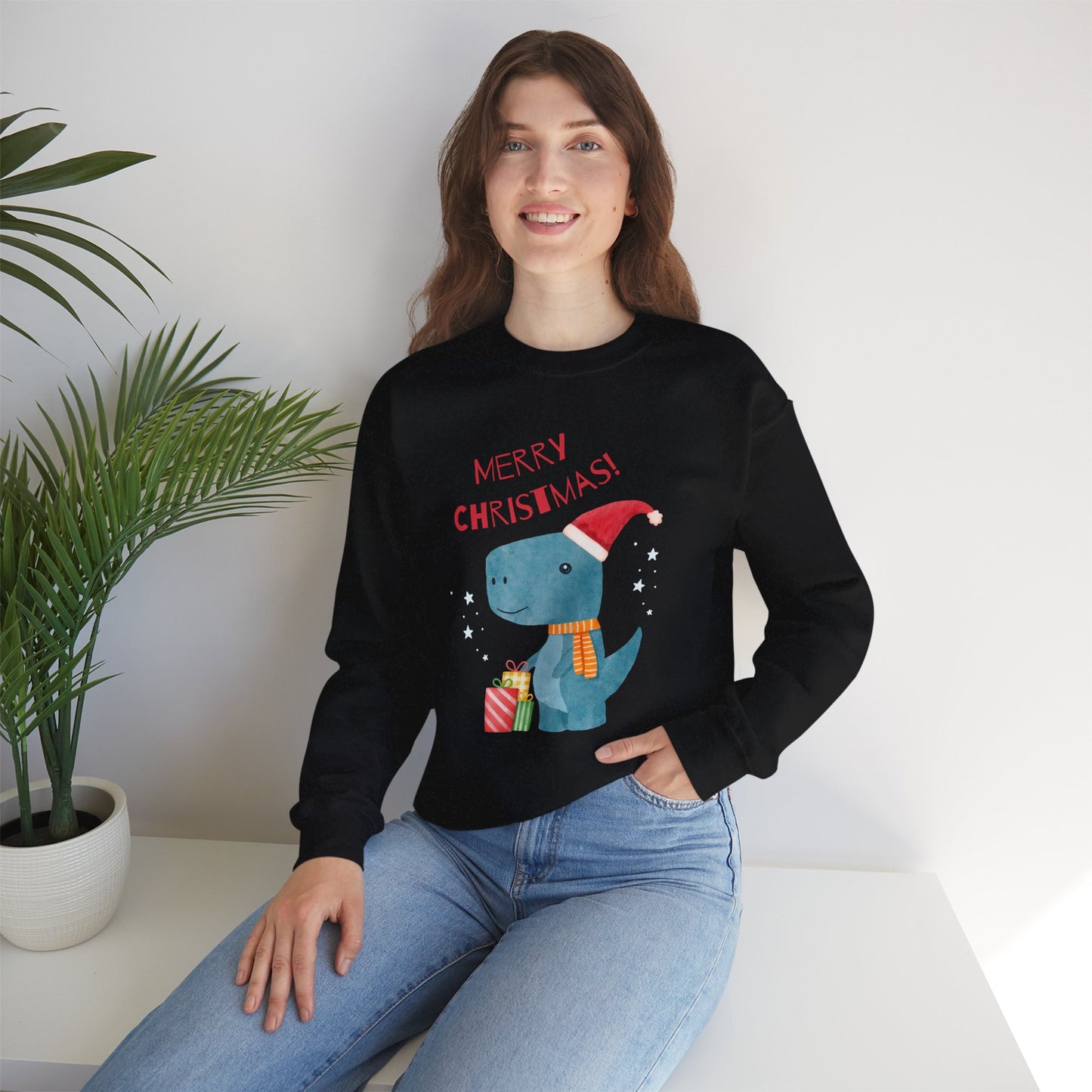 Merry Christmas Dino 🎄🦖🎁 Unisex Heavy Blend Crewneck Sweatshirt
