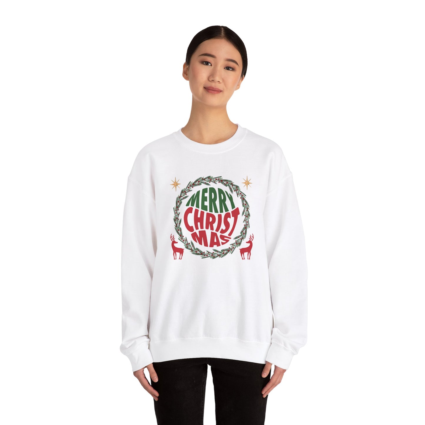 Unisex Heavy Blend Crewneck Sweatshirt Merry Christmas Wreath Design 🎄✨