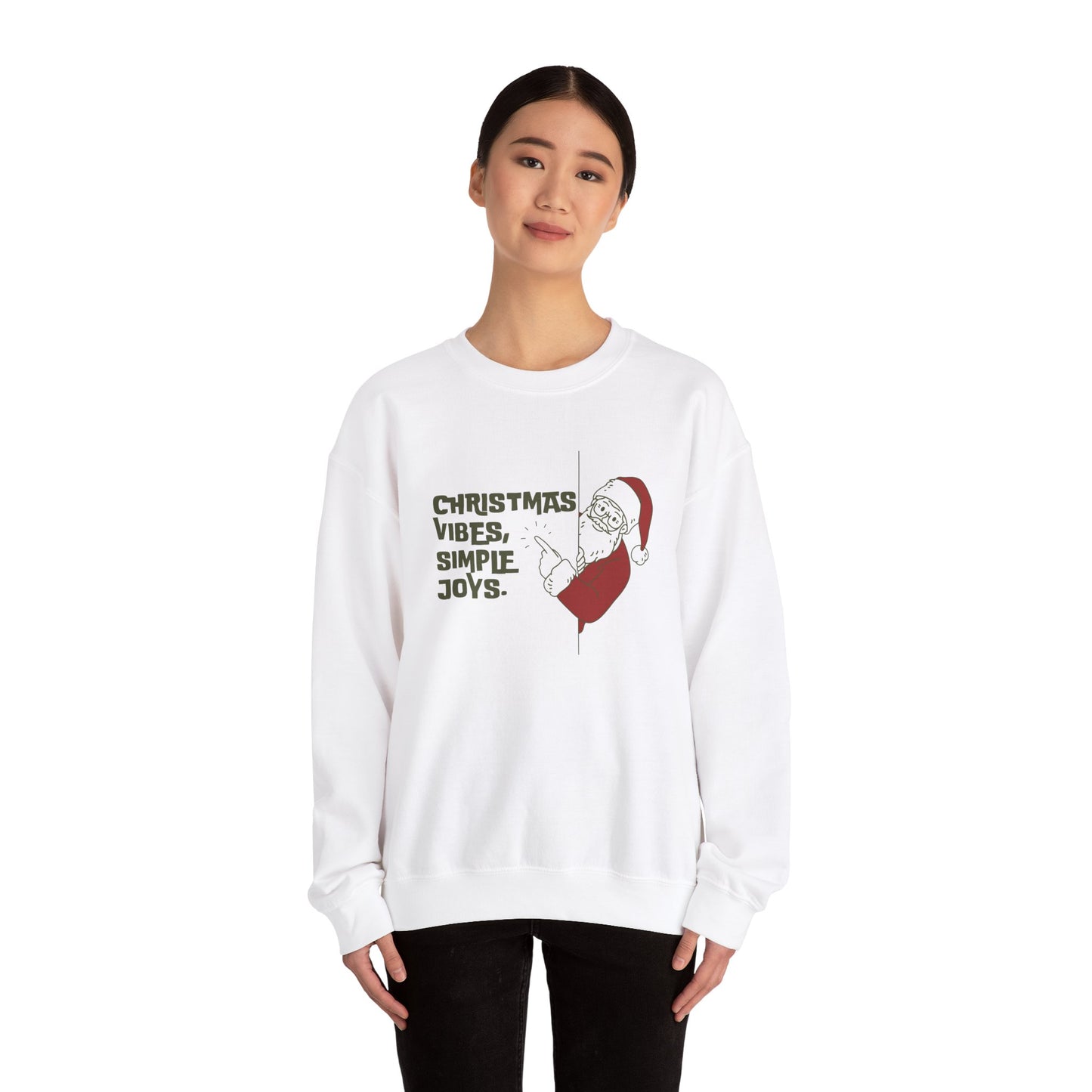 Unisex Heavy Blend Crewneck Sweatshirt Christmas Vibes Simple Joys with Santa 🎅✨