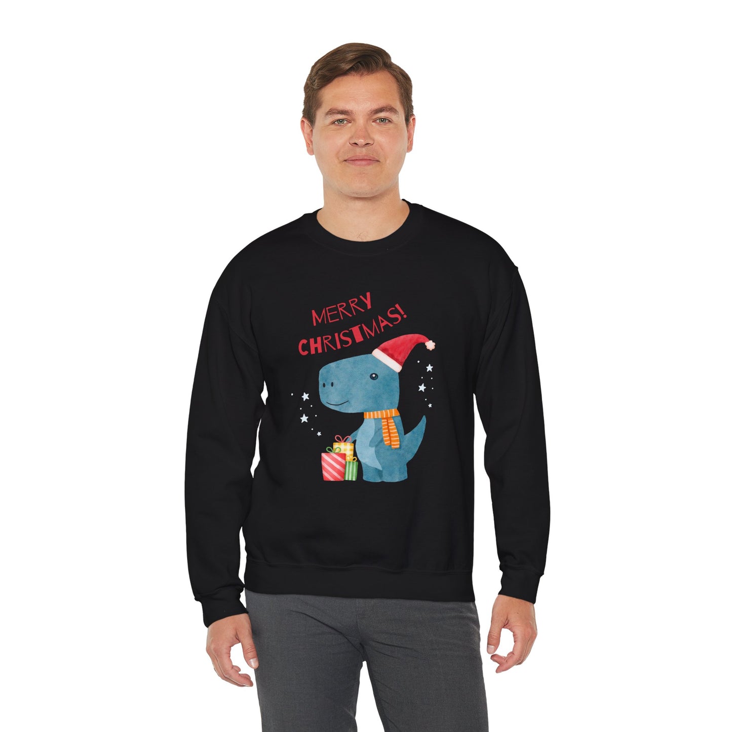 Merry Christmas Dino 🎄🦖🎁 Unisex Heavy Blend Crewneck Sweatshirt
