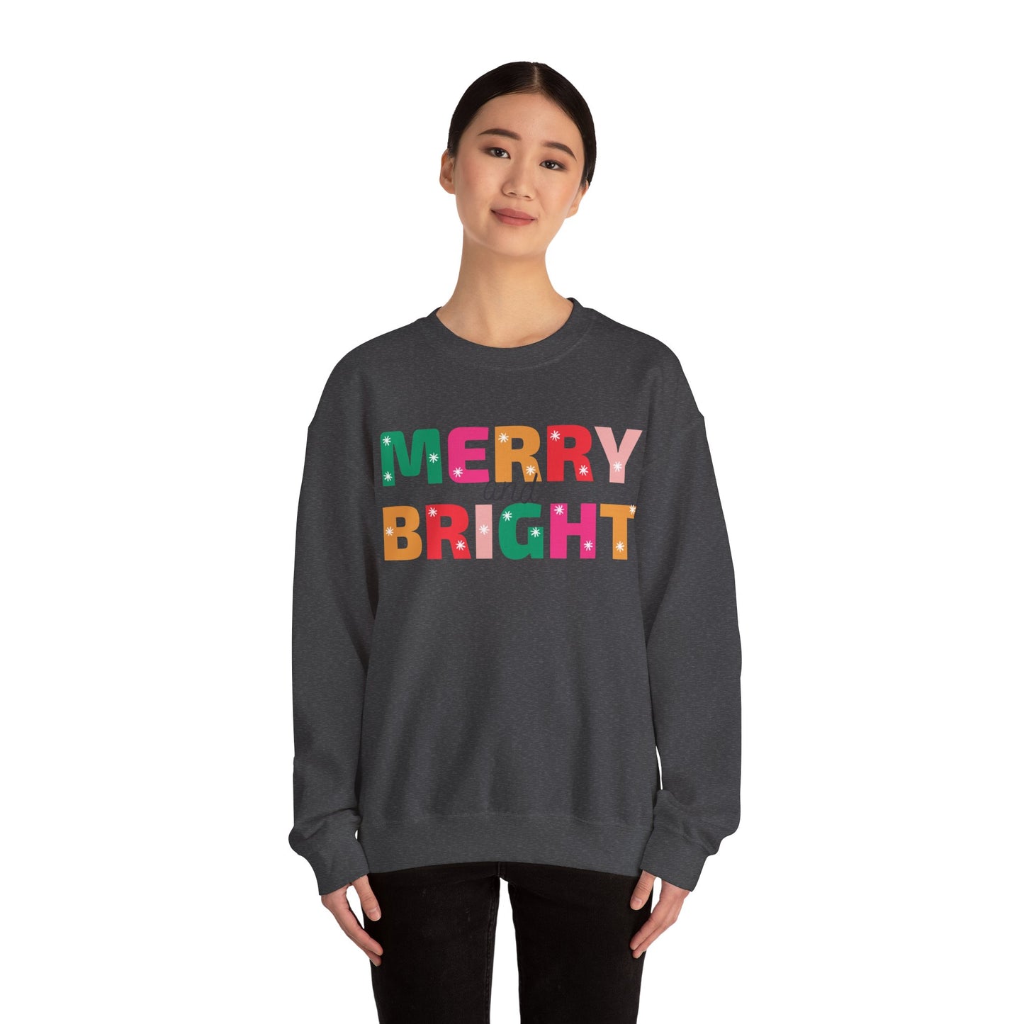 Unisex Heavy Blend Crewneck Sweatshirt Colorful Merry and Bright 🎄✨🌈