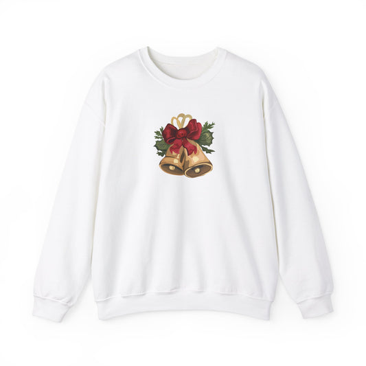 Unisex Heavy Blend Crewneck Sweatshirt Golden Christmas Bells & Holly 🎶🎀✨