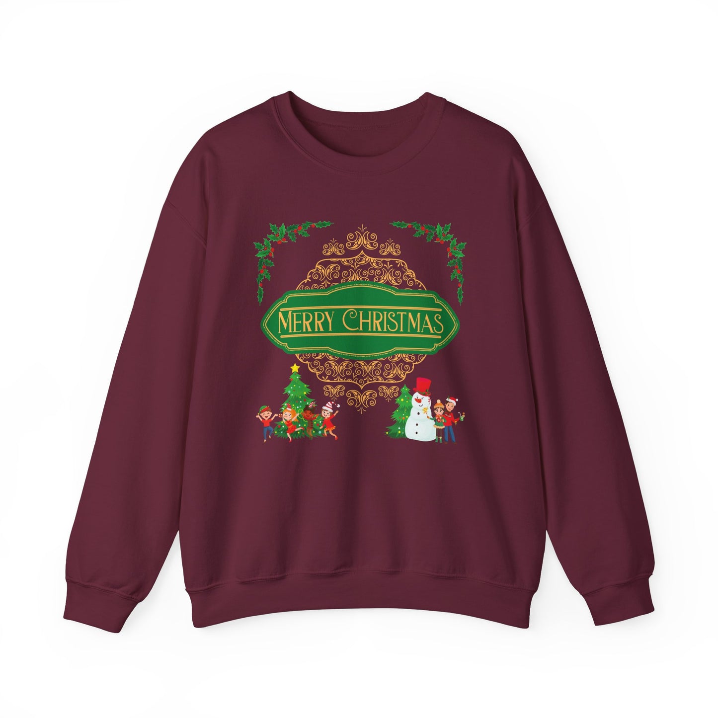 Unisex Heavy Blend Crewneck Sweatshirt Elegant Merry Christmas 🎄☃️✨