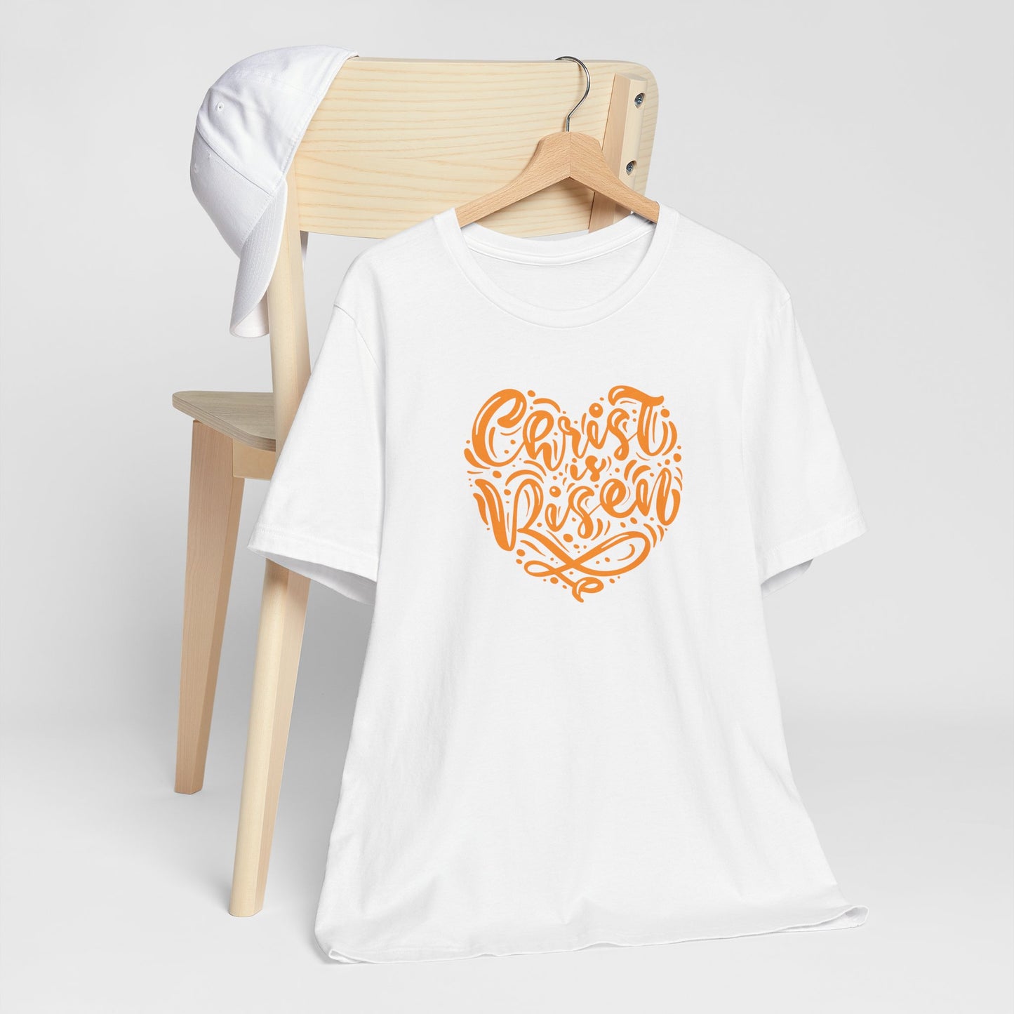 Christ is Risen Heart Shaped Orange Print Unisex Jersey Short Sleeve Tee