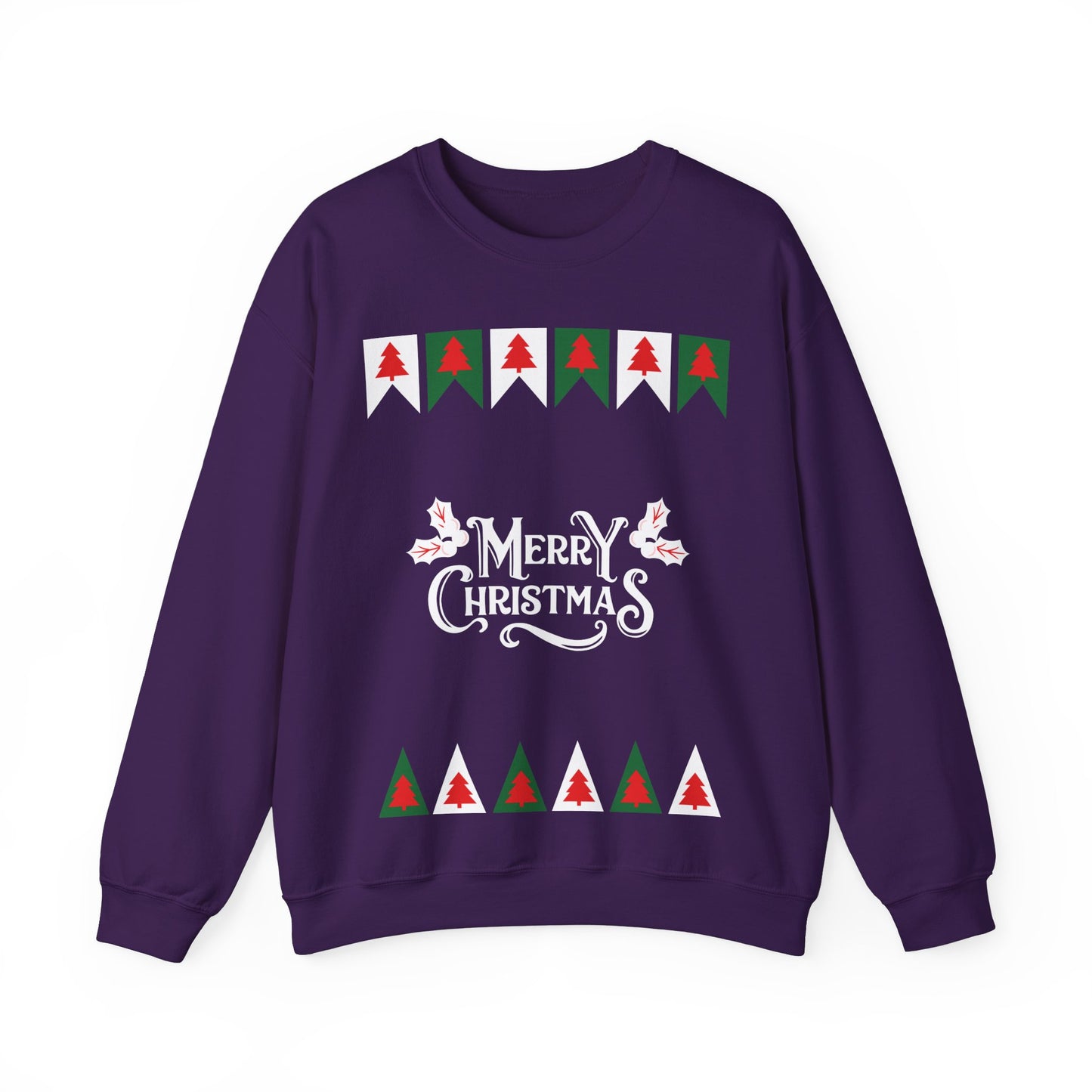 Unisex Heavy Blend Crewneck Sweatshirt Merry Christmas with Tree Border 🎄✨