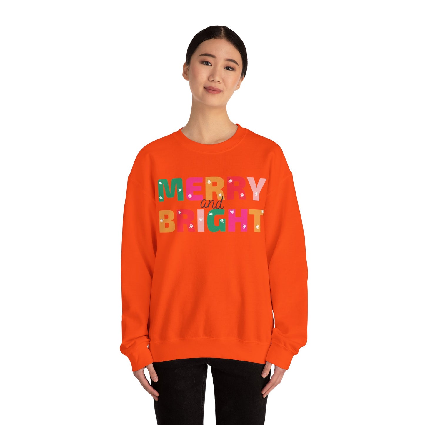 Unisex Heavy Blend Crewneck Sweatshirt Colorful Merry and Bright 🎄✨🌈