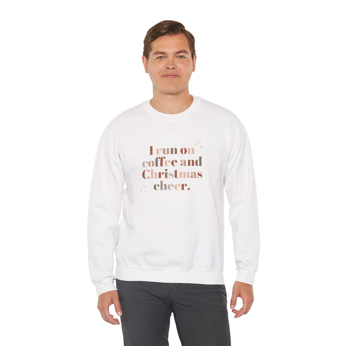 I Run on Coffee and Christmas Cheer ☕🎄✨ Unisex Heavy Blend Crewneck Sweatshirt