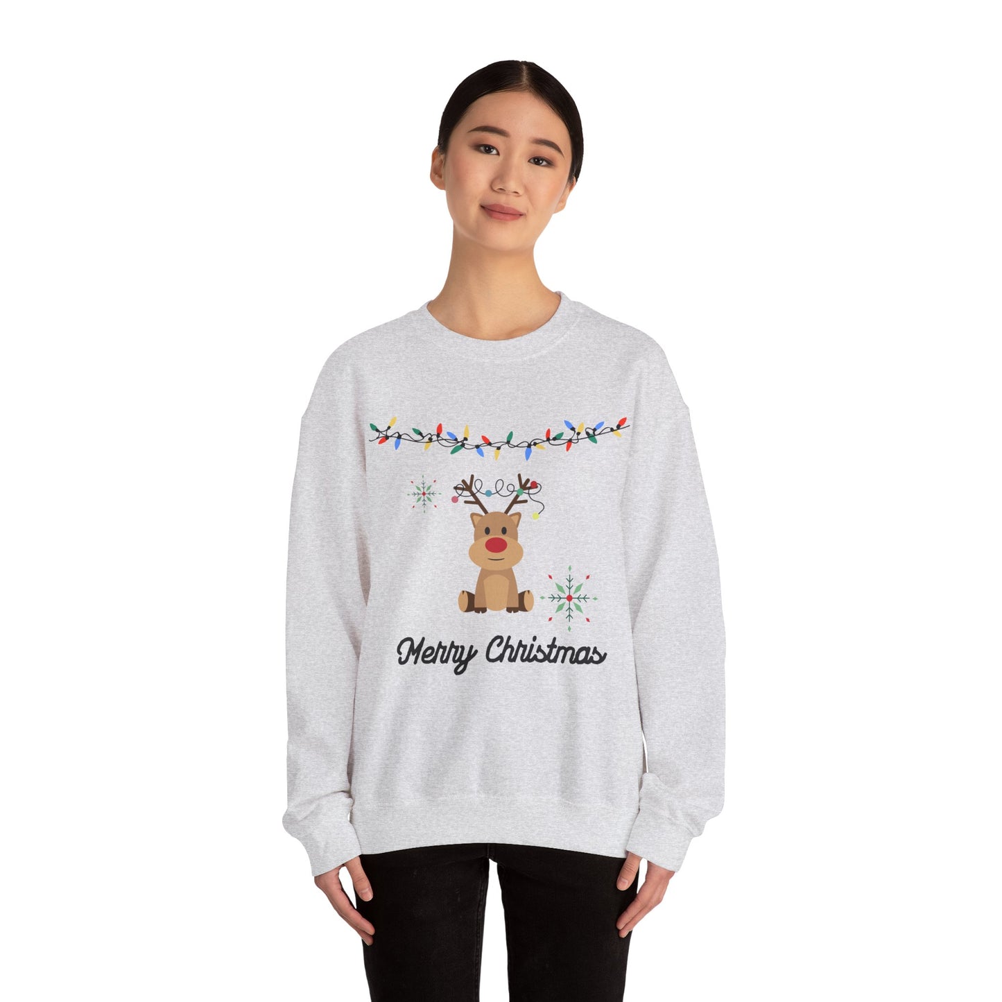 Unisex Heavy Blend Crewneck Sweatshirt Merry Christmas Reindeer 🎄🦌✨