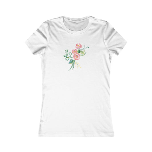 Women's Favorite T-Shirt "Pink Petal Parade" Charming Watercolor Bouquet