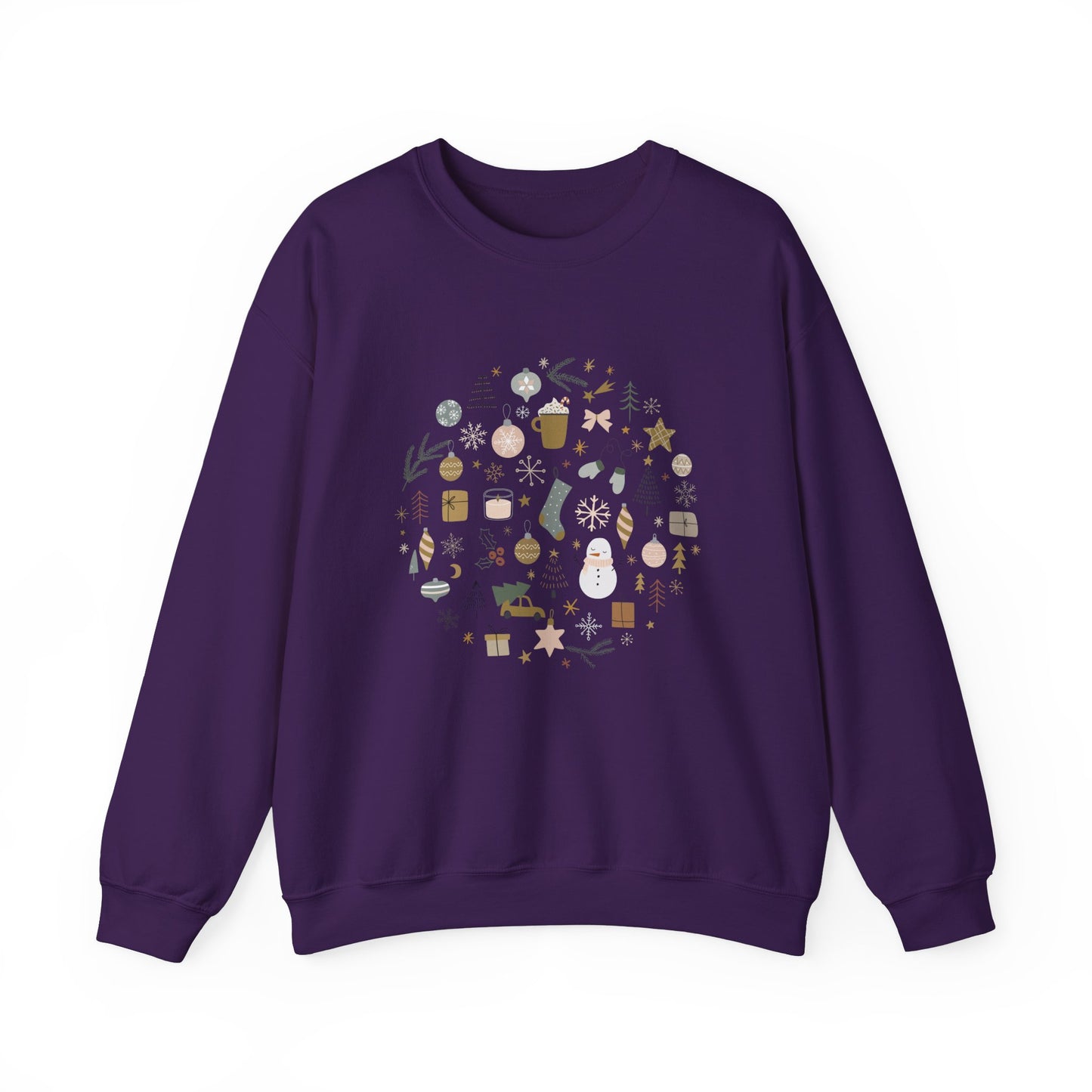 Unisex Heavy Blend Crewneck Sweatshirt Festive Holiday Round Collage 🎄☃️❄️