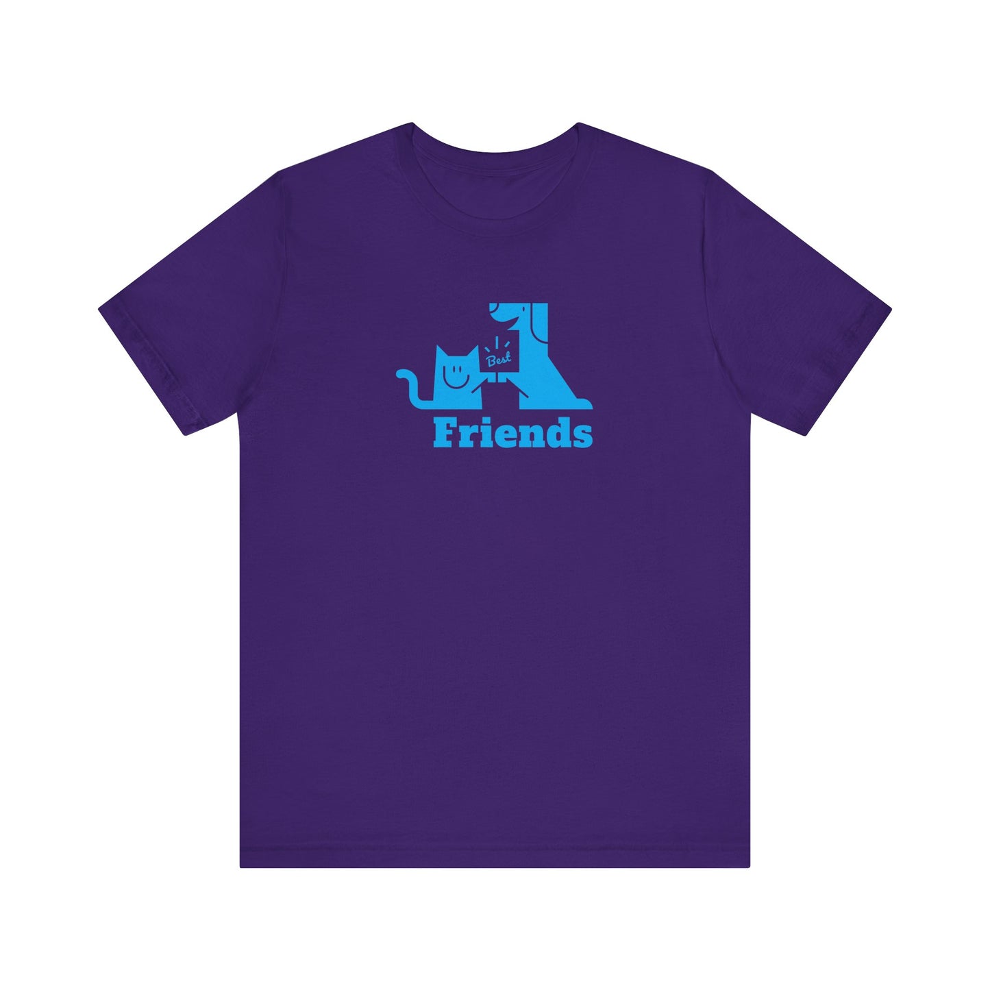 Cat & Dog Hi-5 Each Other Best Friends Blue Print Unisex Jersey Short Sleeve Tee
