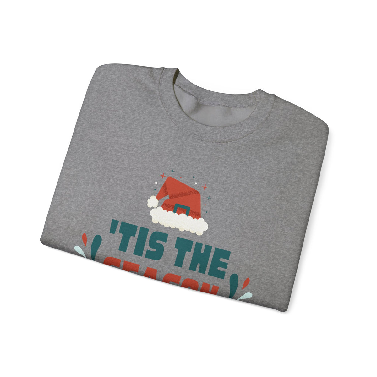 Unisex Heavy Blend Crewneck Sweatshirt 'Tis The Season To Be Jolly with Santa Hat & Lights 🎄✨
