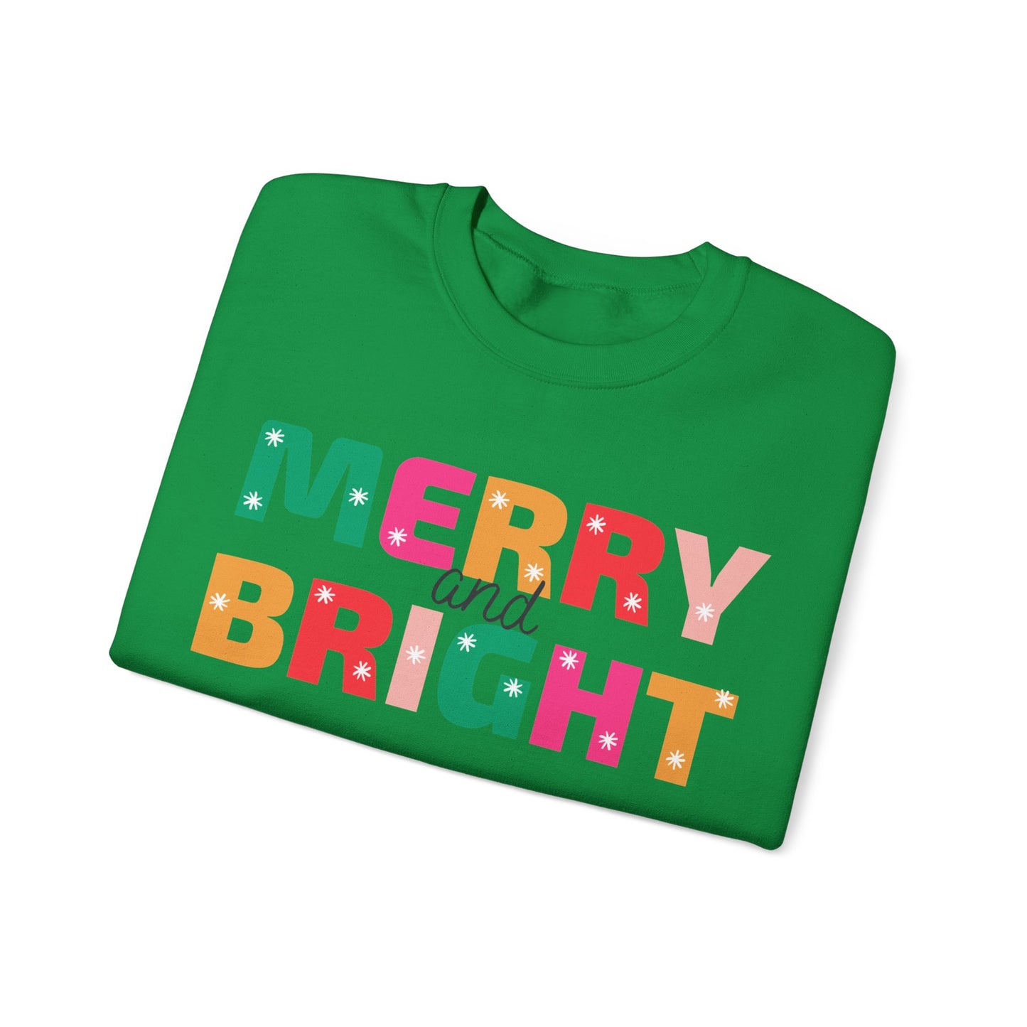 Unisex Heavy Blend Crewneck Sweatshirt Colorful Merry and Bright 🎄✨🌈