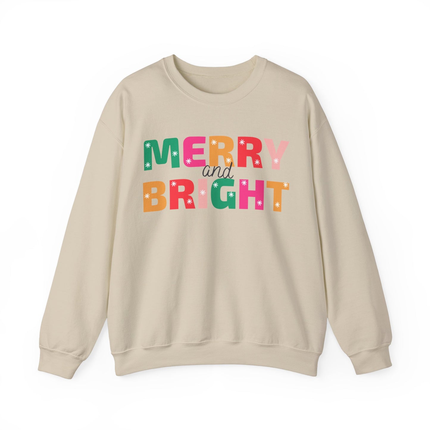 Unisex Heavy Blend Crewneck Sweatshirt Colorful Merry and Bright 🎄✨🌈