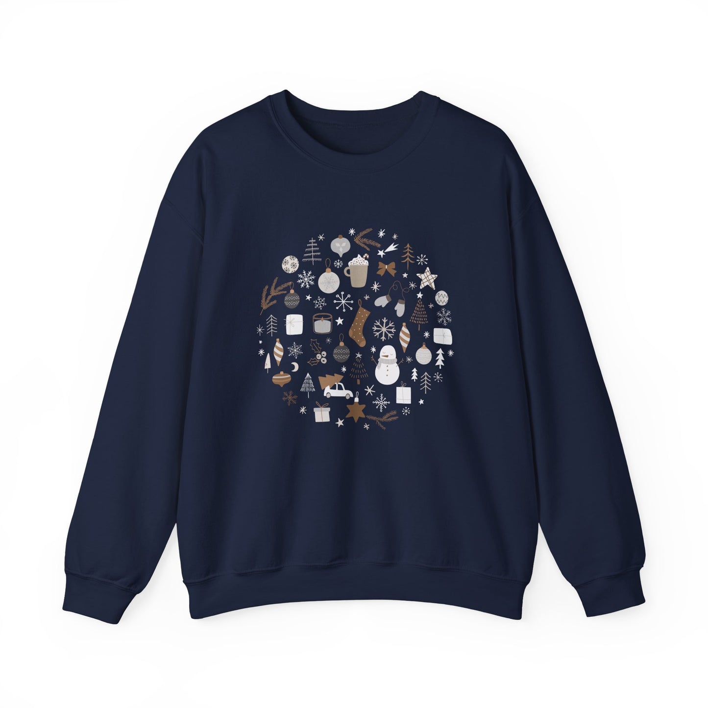 Unisex Heavy Blend Crewneck Sweatshirt Festive Holiday Round Collage 🎄☃️❄️