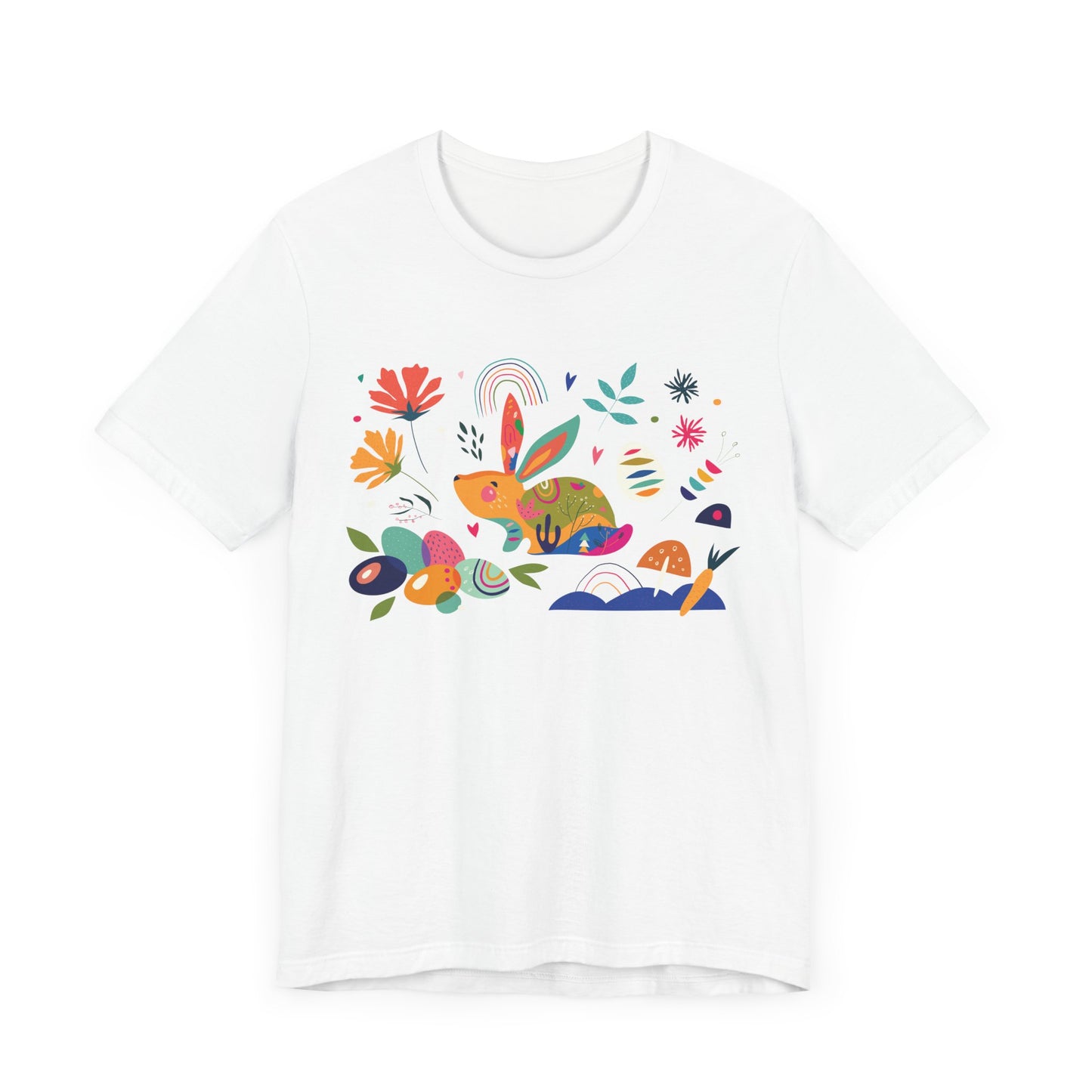 Unisex Jersey Short Sleeve Tee "Hoppy Easter" Colorful Spring Collage