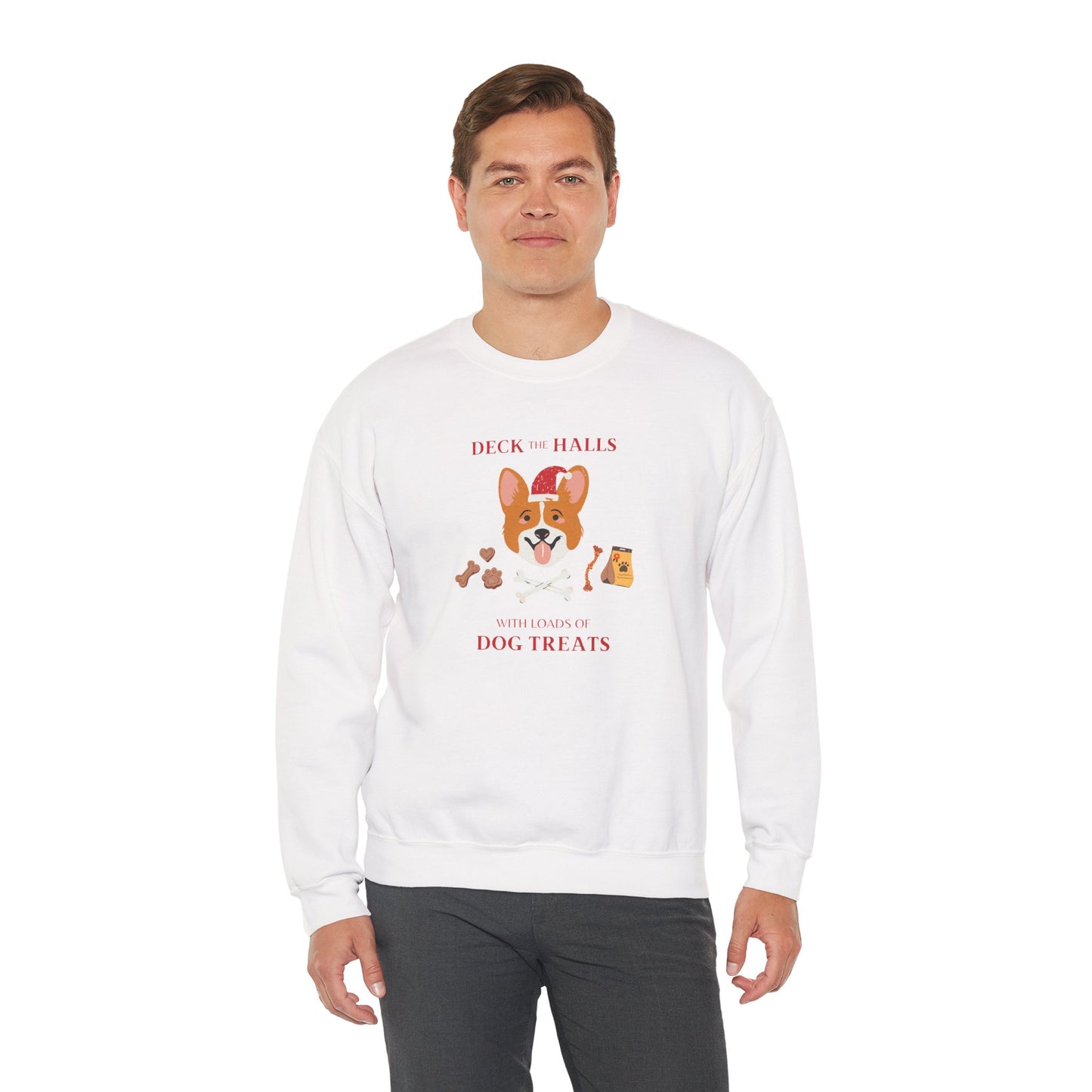 Deck The Halls With Loads Of Dog Treats 🐾🎄✨ Unisex Heavy Blend Crewneck Sweatshirt