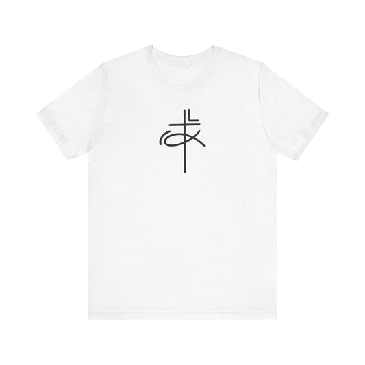 Crucifix Ichthys "Jesus Fish" Black Print Unisex Jersey Short Sleeve Tee