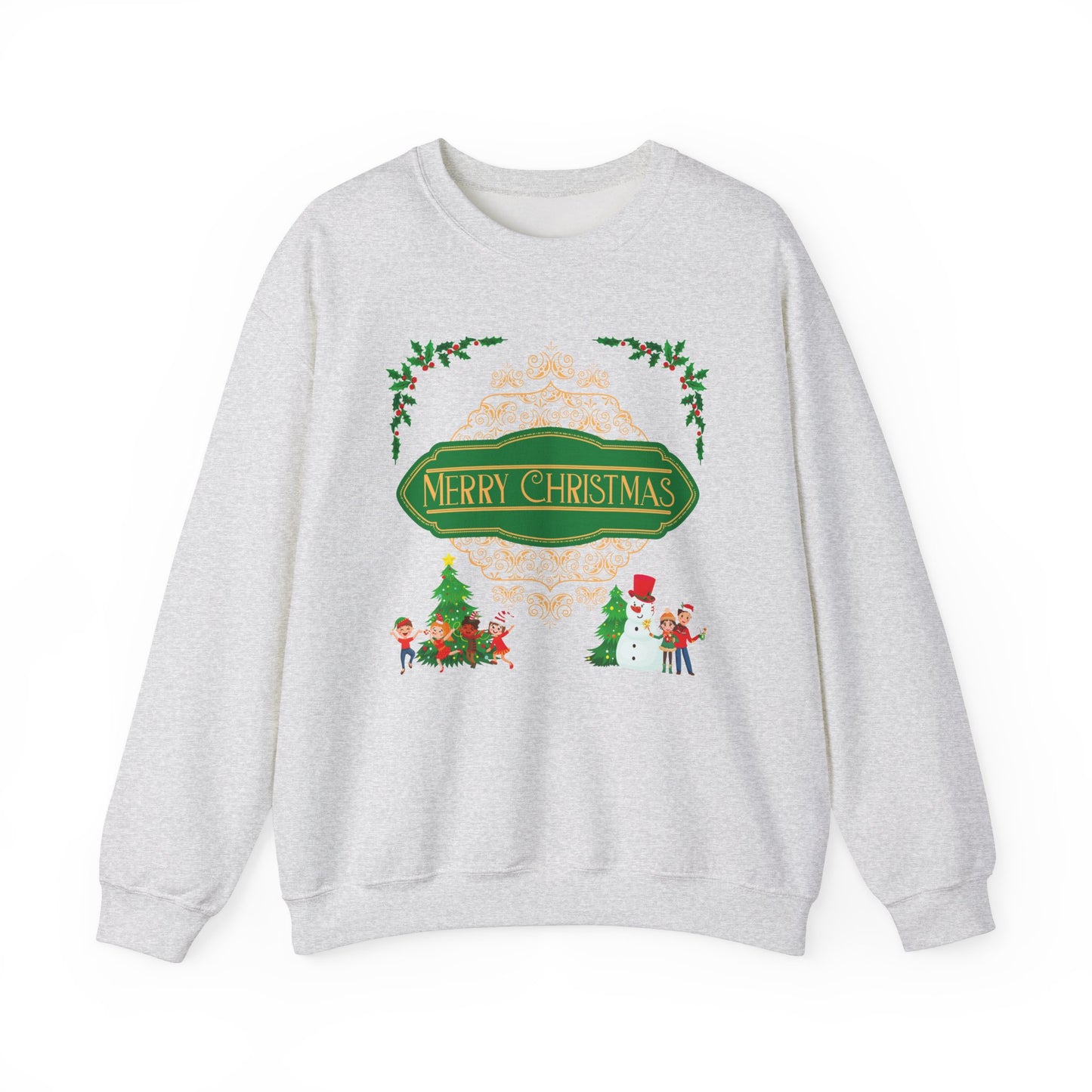 Unisex Heavy Blend Crewneck Sweatshirt Elegant Merry Christmas 🎄☃️✨