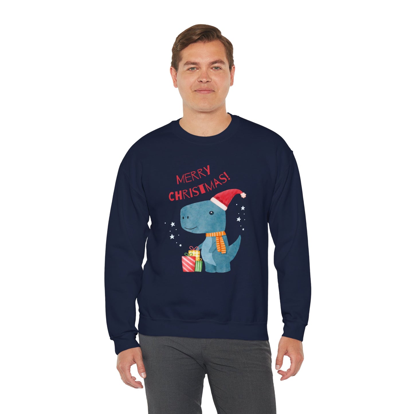 Merry Christmas Dino 🎄🦖🎁 Unisex Heavy Blend Crewneck Sweatshirt
